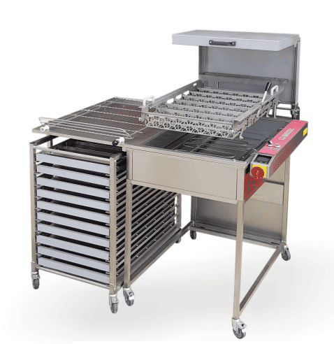 stainless steel donut fryer machine on wheels for commercial kitchen