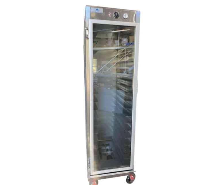stainless single door reach in proover with glass front