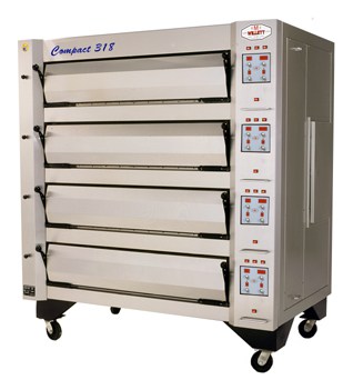 stainless steel commercial kitchen oven with four decks