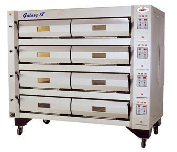 stainless steel commercial kitchen oven with four decks